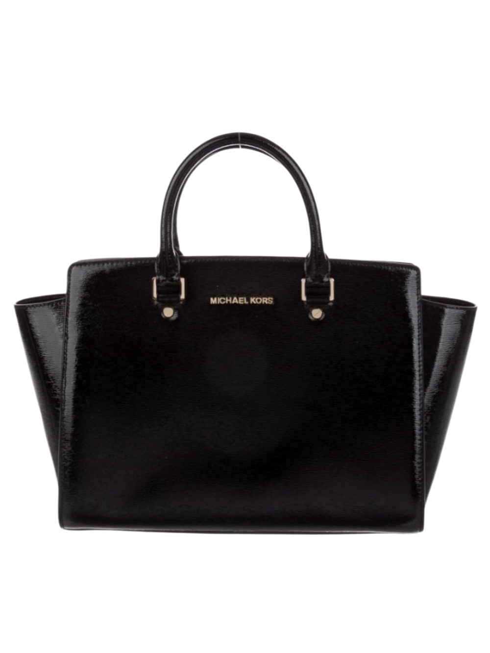 Michael Kors Selma Black Patent Leather top handle Satchel bag